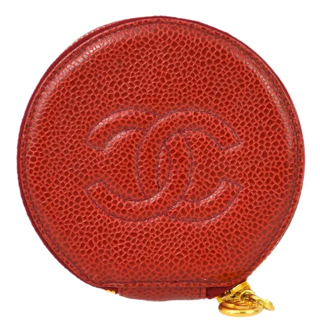 Chanel 1991-1994 Red Caviar Jewelry Case Pouch Bag in Red Caviar leather from AMORE Vintage Tokyo