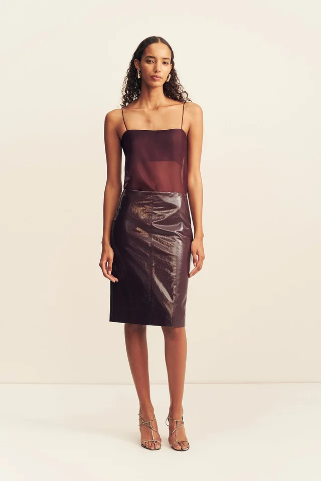 Shona Joy LILOU PATENT MIDI SKIRT - PORT ROYALE from Shona Joy, photo 1 of 1