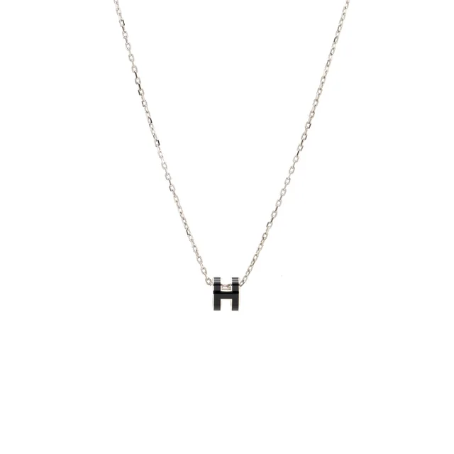 Hermès Mini Pop H Pendant Black SHW in Black from EMIER