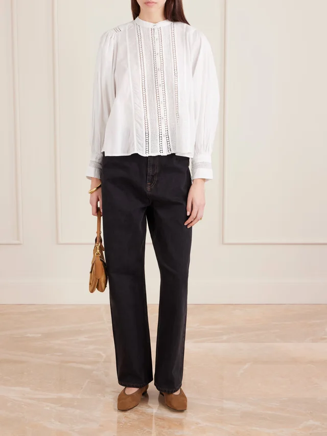 FARM RIO Lace-trimmed cotton blouse in White, photo 2 of 2 from NET-A-PORTER (Canada)