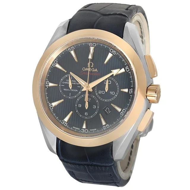 Omega Seamaster Aqua Terra Olympic Chronograph Blue Dial Mens Watch 522.23.44.50.03.001 in pink|blue|gold Leather from Jomashop.com