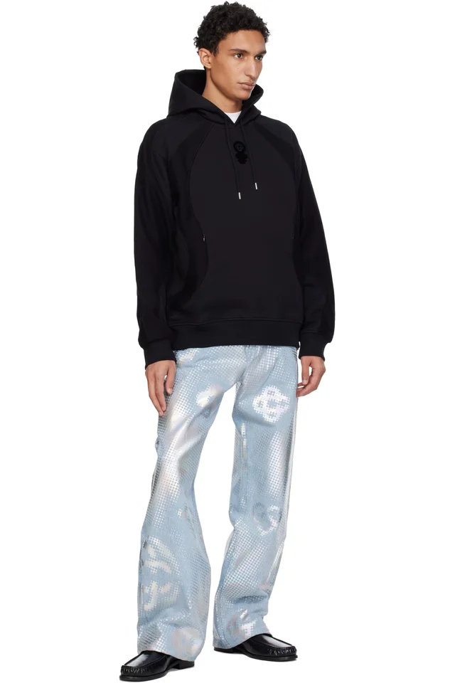 Casablanca Black Squash Logo Flock Print Hoodie, photo 4 of 4 from SSENSE