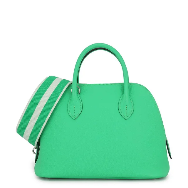 Hermès Bolide 1923 25 Sangururi Vert Comic Fizz Silver Epsom 2-Way Handbag in Green Epsom leather from The Reluxe