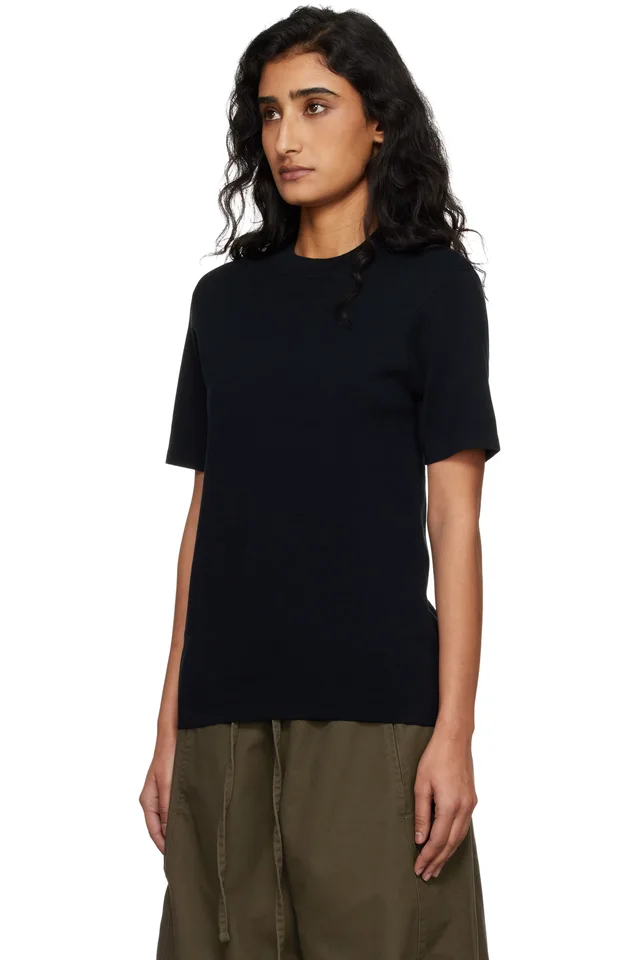 Entire Studios Black Slim Knit T-shirt, photo 4 of 5 from SSENSE