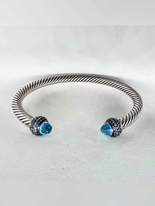 David Yurman Sterling Silver Candy Cable Topaz And Saphire Cuff Bracelet in silver|blue|gray from Poshmark