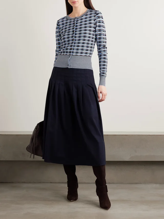 VERONICA BEARD Cambria cropped jacquard-knit cardigan in Blue, photo 2 of 2 from NET-A-PORTER (Canada)