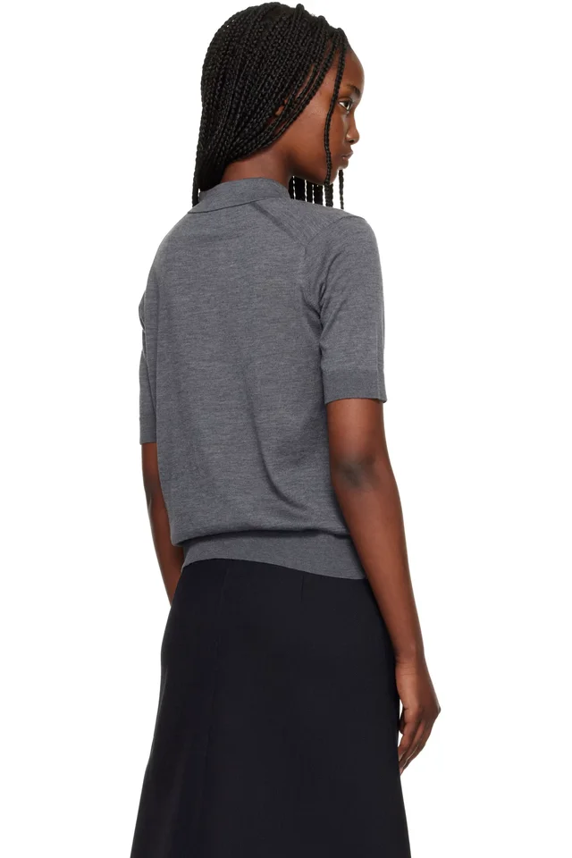 Loulou de Saison Gray Migo Fluid Cashmere Polo, photo 3 of 4 from SSENSE