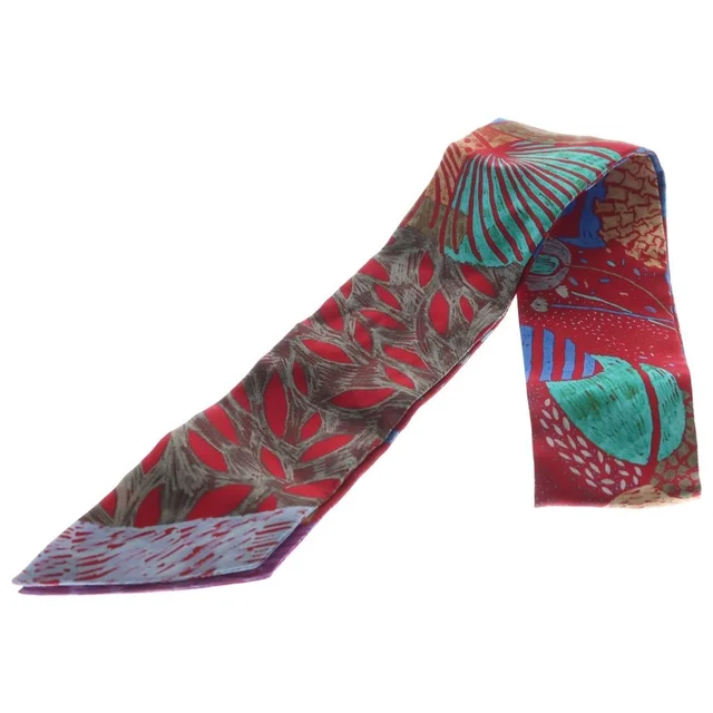 Hermès Twilly Each Nest Building Silk Scarf Red Blue in Red Silk from The Reluxe