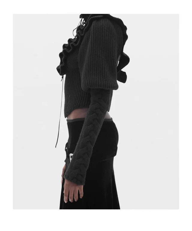 Ann Demeulemeester ruffled-detail cable-knit sweater, photo 3 of 5 from SENSER