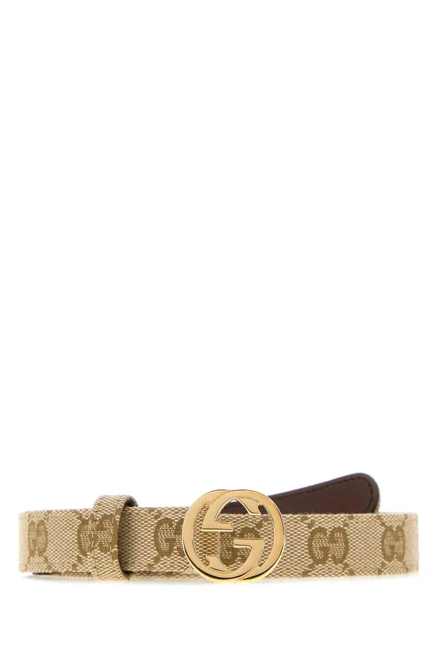 Gucci Gg Fabric Belt — Beige in Beige Woven leather from HEWI