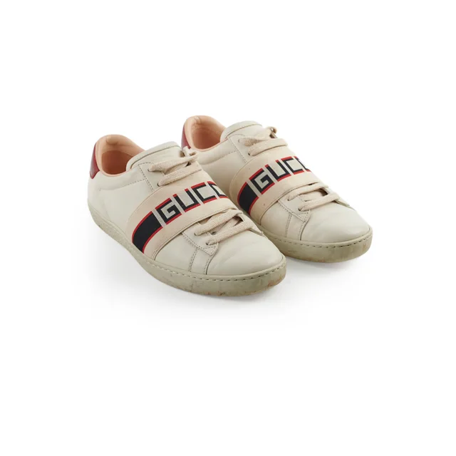 Gucci Women's Leather Ace Sneakers White/Red Size 35.5 in White Leather from The Purse Affair