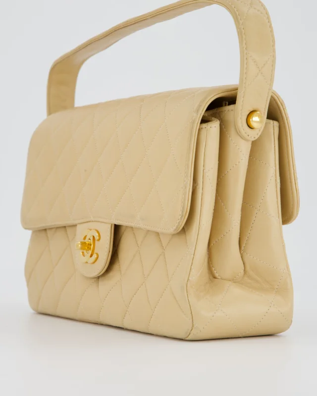 Chanel Vintage Medium Double-Sided Flap Bag in Beige Lambskin from Sellier, photo 9 of 18