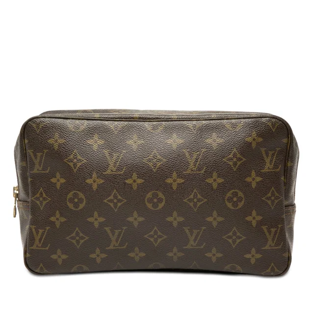 Brown Louis Vuitton Monogram Trousse Toilette 28 Clutch Bag in Brown Coated canvas from Designer Revival