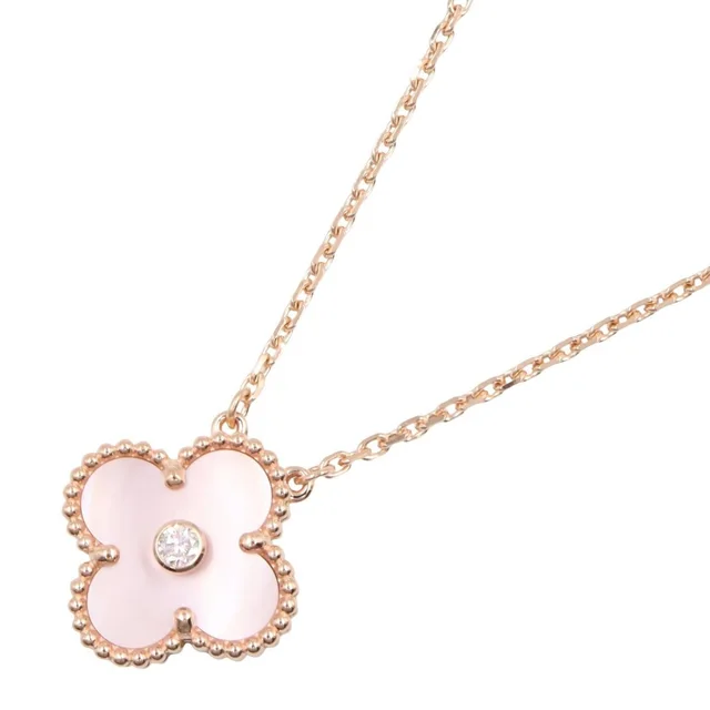 Van Cleef & Arpels Necklace Vintage Alhambra Pink Mother of Pearl Year Holiday in Pink from The Reluxe