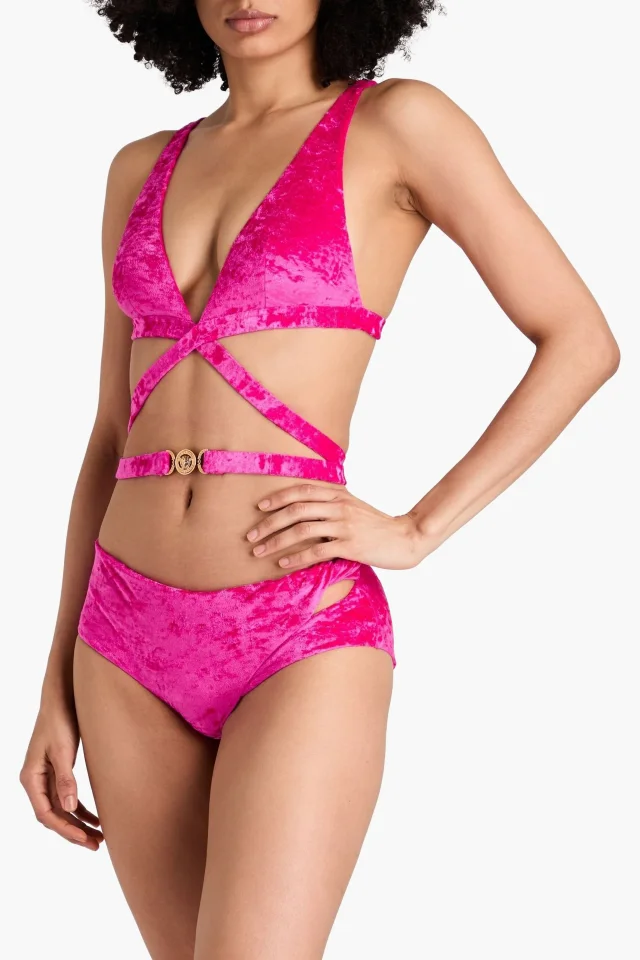Versace Twisted Stretch-Velvet Bikini Briefs, photo 2 of 4 from THE OUTNET