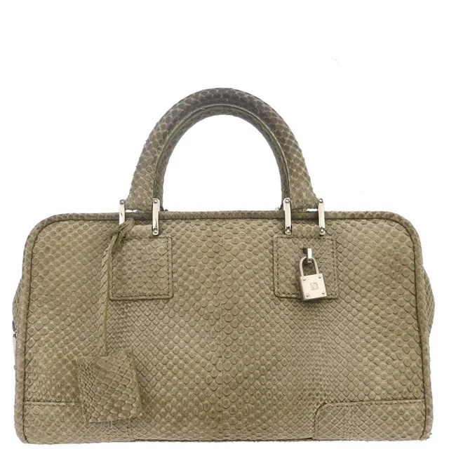 Loewe Beige Python Amazona 28 Handbag in Beige Python from AMORE Vintage Tokyo