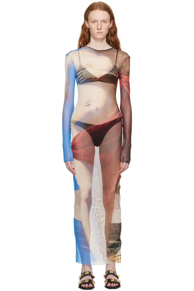BALMAIN Beige Trompe-L'œil Maxi Dress, image 1 of 1 from SSENSE