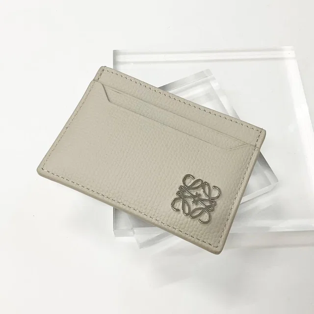 Loewe Anagram Logo Card Case Beige in Beige Calfskin from The Reluxe