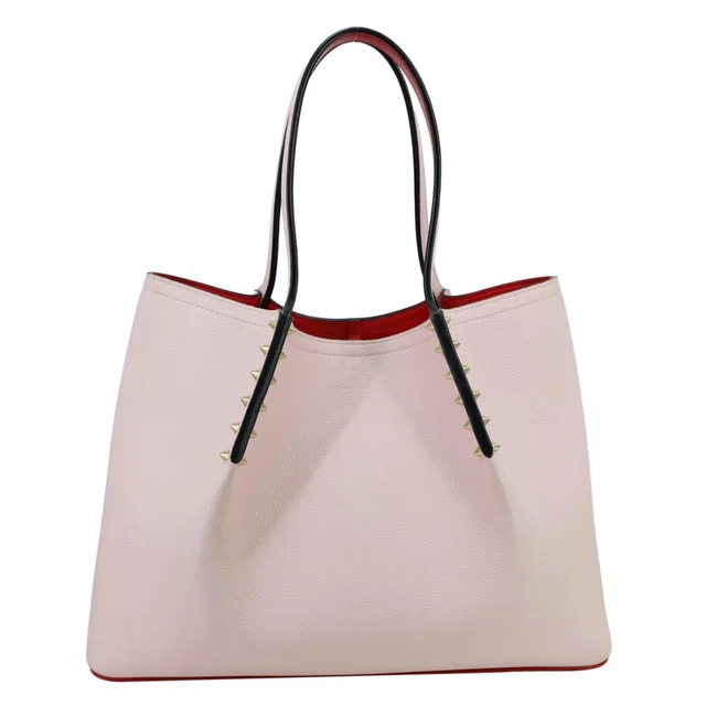 Christian Louboutin Cabarock Spiked Small Calfskin Leather Shopper Tote Bag Pink in Pink Calfskin from Dallas Designer Handbags
