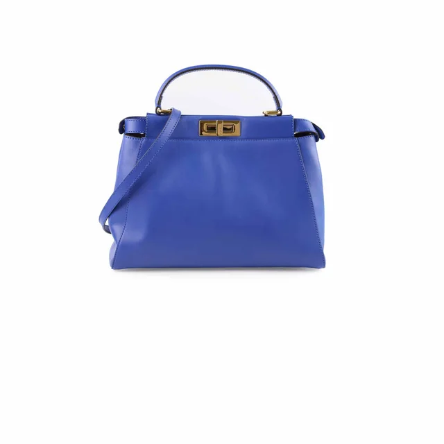 Fendi Medium Peekaboo Blue in Blue Leather from The Purse Affair