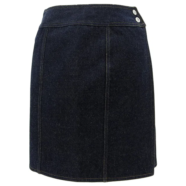 Chanel Denim CC Mark Button Wrap Skirt #36 Indigo in Denim from VINTAGE QOO TOKYO