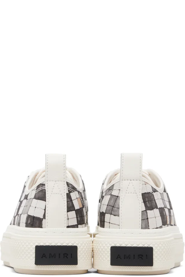 AMIRI White & Gray Checkered Court Low Sneakers, photo 2 of 5 from SSENSE