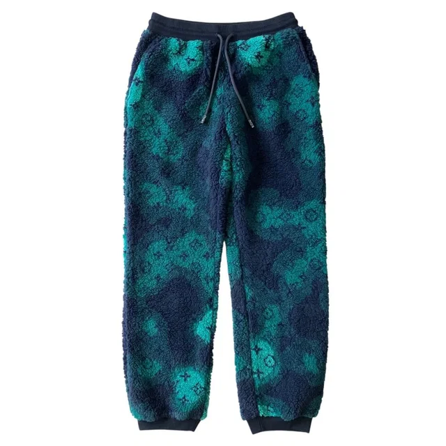 Louis Vuitton Monogram Jacquard Camouflage Fleece Pants Navy Green XL in Navy from The Reluxe