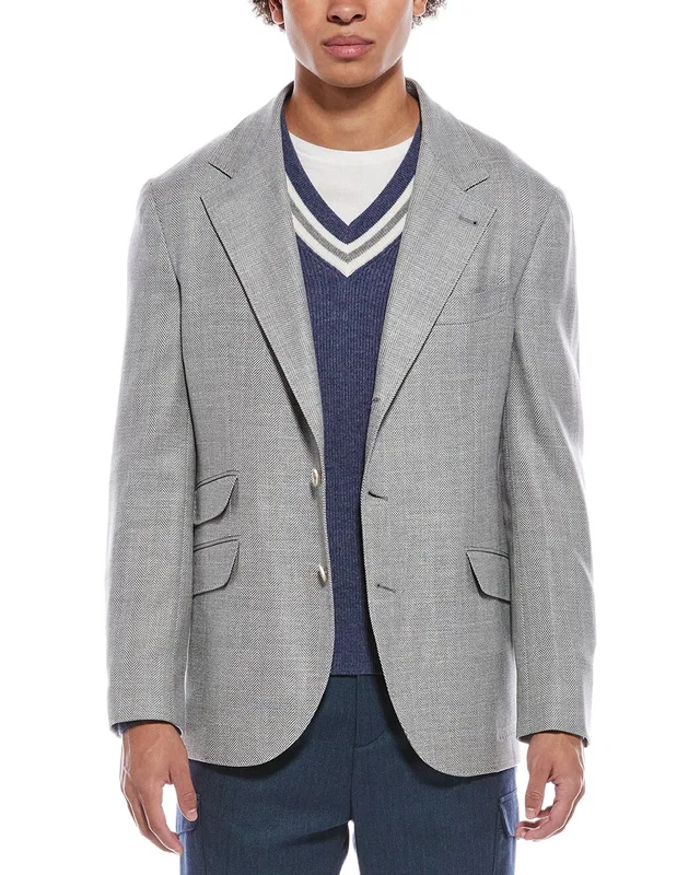 Brunello Cucinelli Wool, Linen, & Silk-Blend Blazer, image 1 of 1 from Gilt