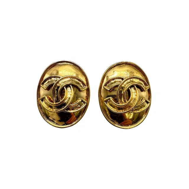 Chanel Vintage Earrings Cocomark Oval Accessory 94P from Luxury Promise