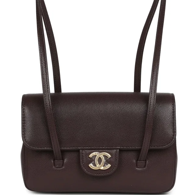 Chanel Mini Preppy Coco Clutch in Brown Caviar leather from Madison Avenue Couture