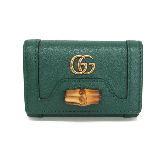 Gucci Bamboo Diana 658636 Women's Leather Key Case Green in Green Leather from Elady