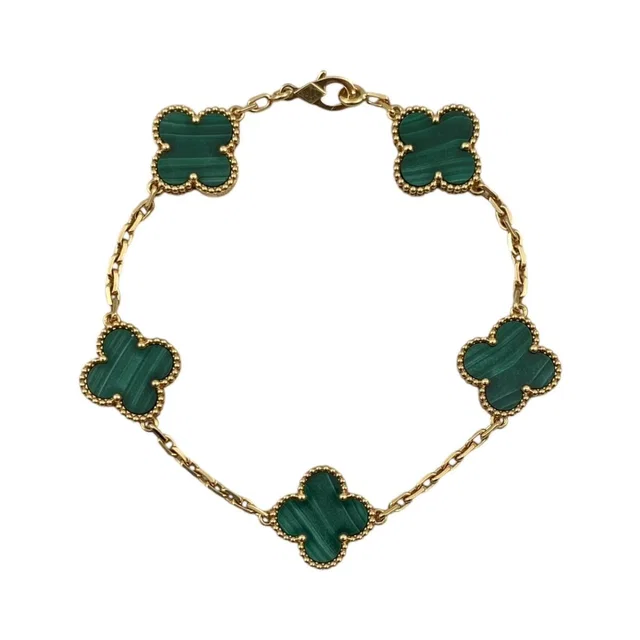 Van Cleef & Arpels Bracelet Vintage Alhambra 5 Motifs Yellow Gold Malachite in Yellow from The Reluxe