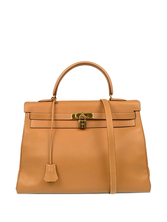 Hermès Pre-Owned 1997 Kelly 35 Handbag | Brown | FARFETCH in Brown Calfskin from Farfetch