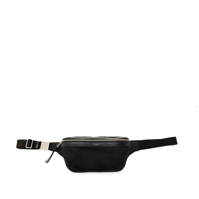 Black Saint Laurent Canvas City Belt Bag in Black Canvas from Designer Revival