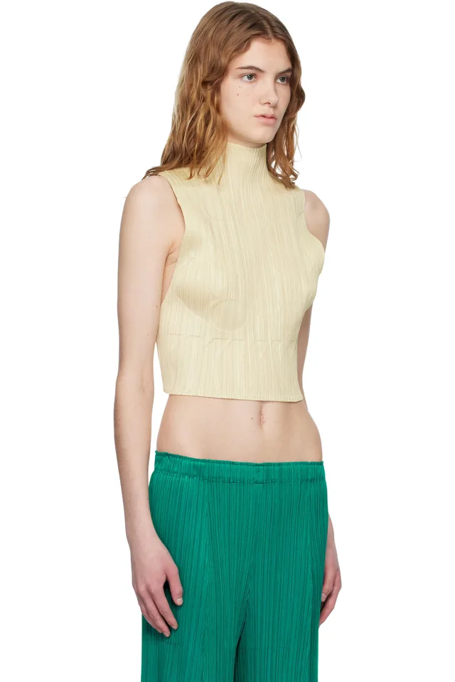 PLEATS PLEASE ISSEY MIYAKE Yellow Tune Top, photo 2 of 4 from SSENSE