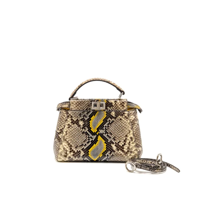 Fendi small peekaboo Iconic Petite natural Python multicoloured SHW in Beige Python from EMIER