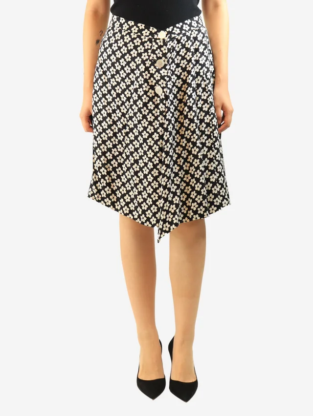 Saint Laurent Black vintage floral skirt - size UK 12 in Black from Sign of the Times