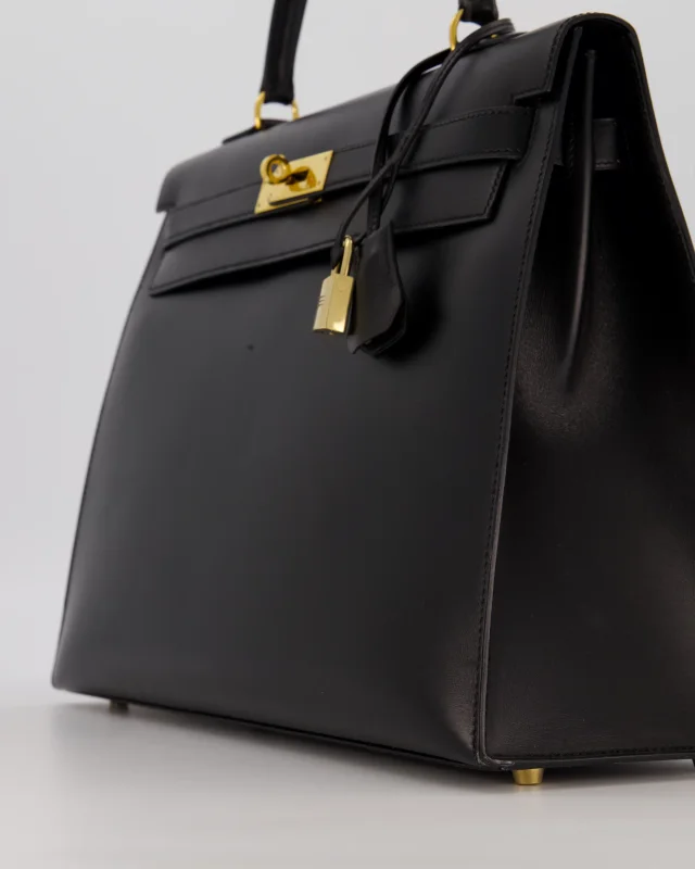 Hermès Vintage Kelly 35 Sellier Bag in Black Box leather from Sellier, photo 13 of 22
