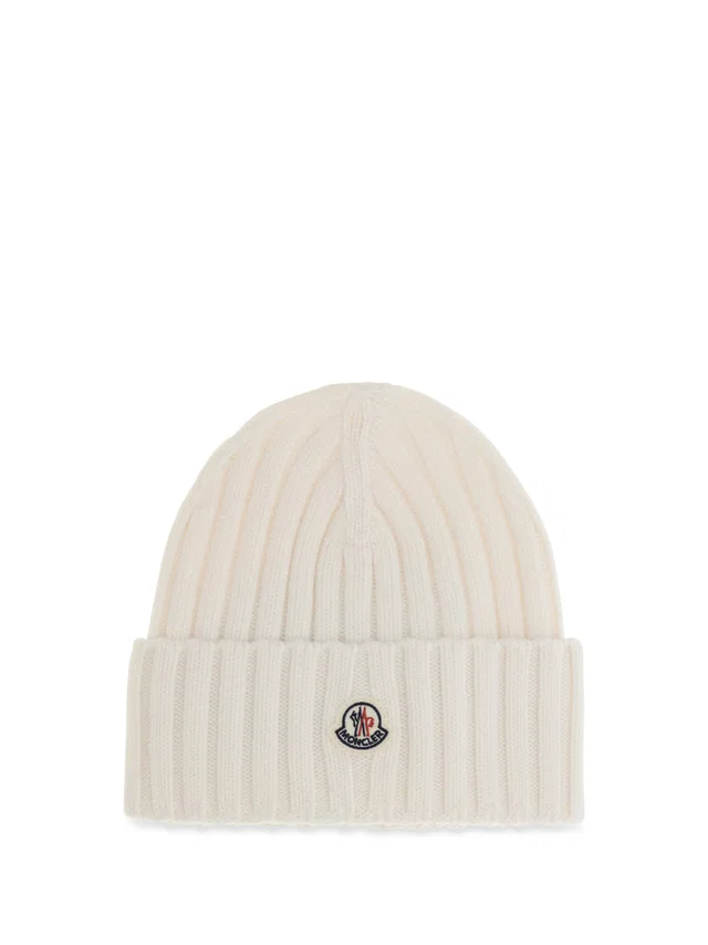 Moncler L20933b00036a9327 Ribbed Merino Wool Beanie — White Ovis Aries Beanies in White Wool from HEWI