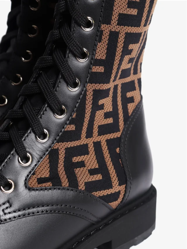 Fendi Black and brown Zucca printed boots - size EU 36.5 (UK 3.5) in Black Leather from Sign of the Times, photo 6 of 8