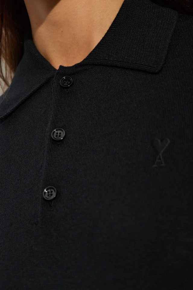 Ami Paris AMI Ami de Coeur Short-Sleeved Knitted Polo Shirt, photo 4 of 5 from SENSER