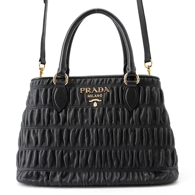 Prada Gathered 2WAY Handbag Black1BA173_2B25_F0002 Nappa Goful in Nappa leather from GALLERY RARE