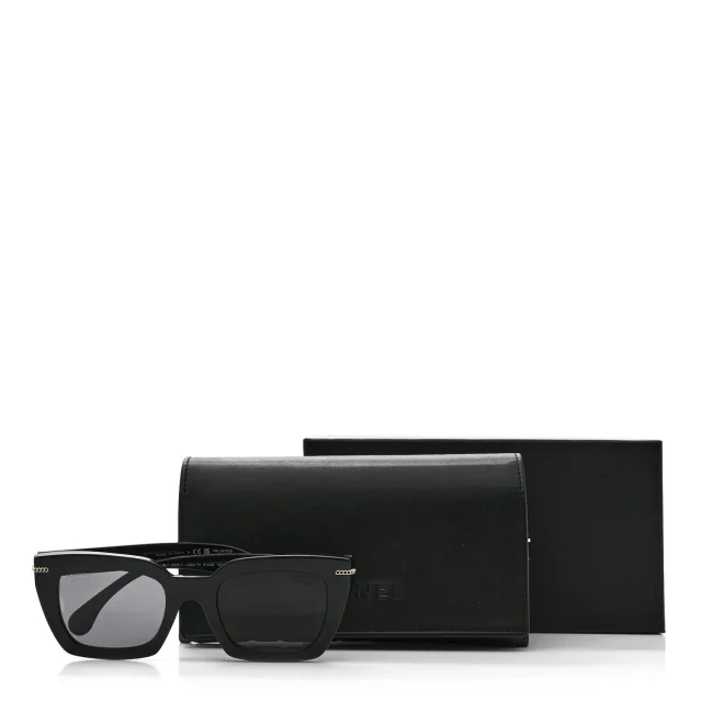 Chanel Acetate Square Sunglasses 5509-A Black in Black from FASHIONPHILE, photo 9 of 9