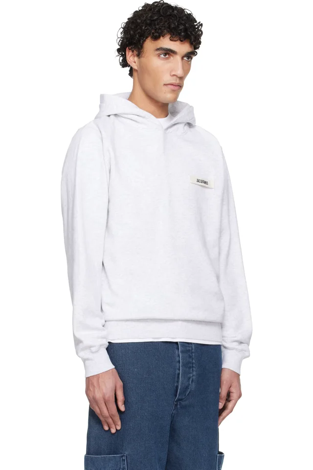 JACQUEMUS Gray 'The Gros Grain' Hoodie, photo 2 of 4 from SSENSE
