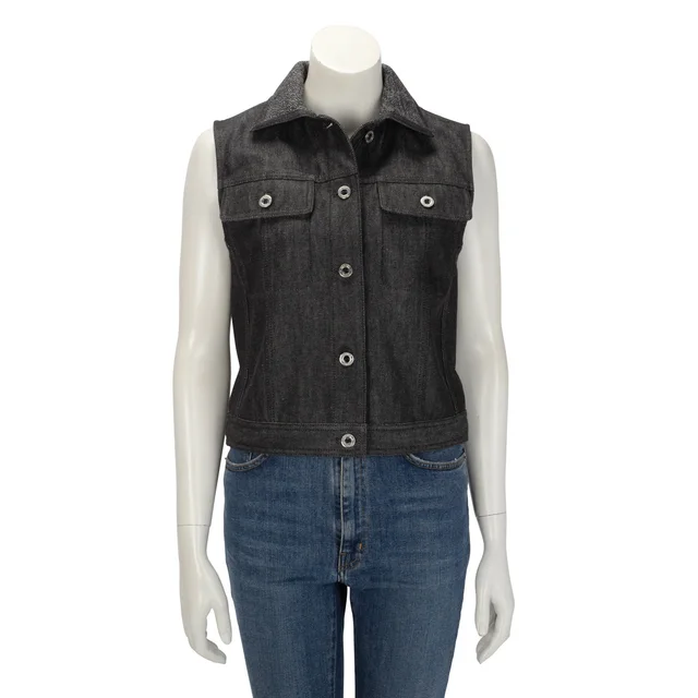 Hermès Sleeveless Jacket FR 38 in Gris Carbone Denim from Blue Spinach