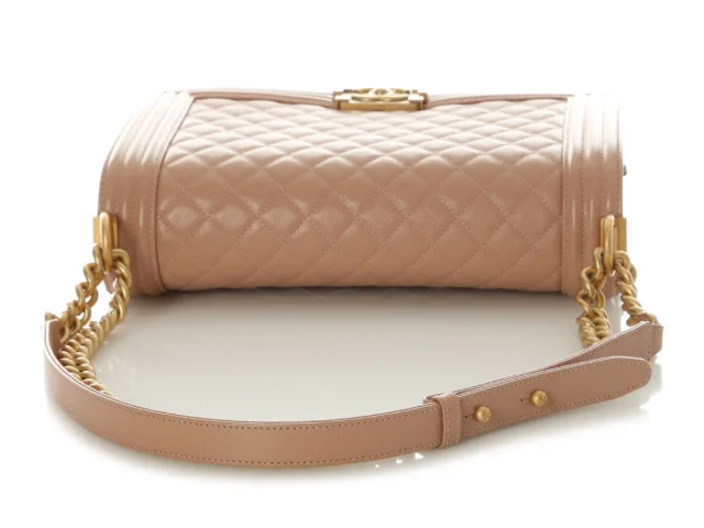 Chanel New Medium Beige Quilted Caviar Boy Bag in Beige Caviar leather from Ann's Fabulous Finds, photo 8 of 10