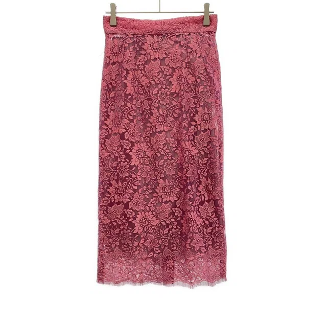 Dolce & Gabbana Lame Lace Mesh Skirt Pink 36 in Pink Nylon from The Reluxe