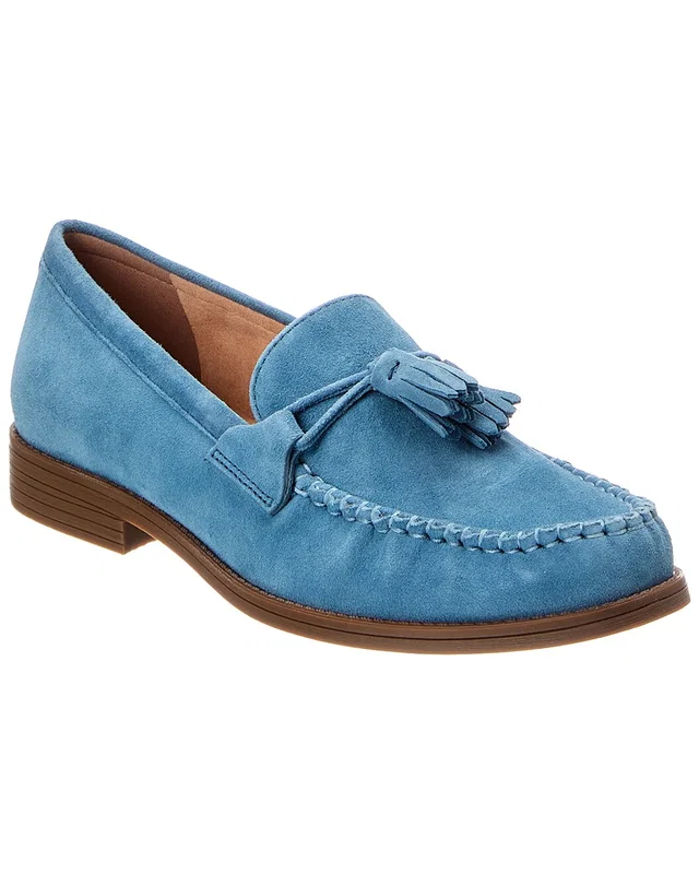 Cole Haan Stassi Soft Tassel Suede Loafer in https://asset2.ruecdn.com/images/sw/131171/1311712482_RLSW_blue.jpg, image 1 of 1 from Rue La La