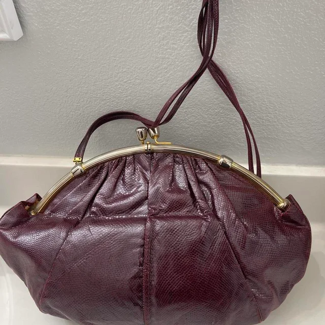 Judith Leiber Women's Shoulder bags - Burgundy/Purple in purple from Depop, photo 2 of 9