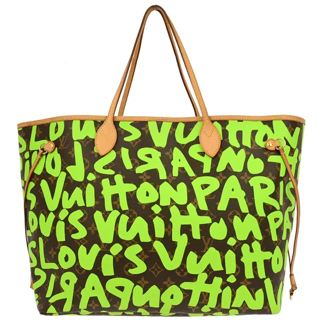 Louis Vuitton 2009 Green Monogram Graffiti Neverfull GM Tote Bag M93703 in Green Canvas from AMORE Vintage Tokyo